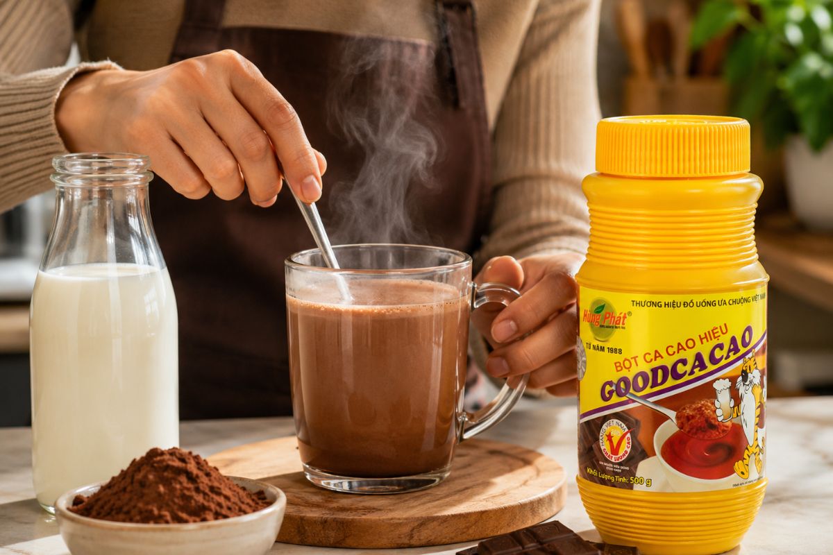 Để pha một ly Good Cacao nóng với sữa, bạn không cần quá nhiều dụng cụ